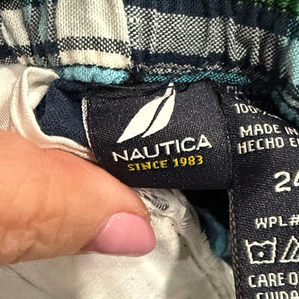 Nautica Kids Plaid Shorts - Blue and Green